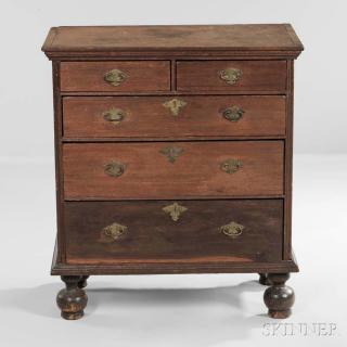 Appraisal: Diminutive Sepele Rosewood and Pine Chest of Drawers possibly Nantucket