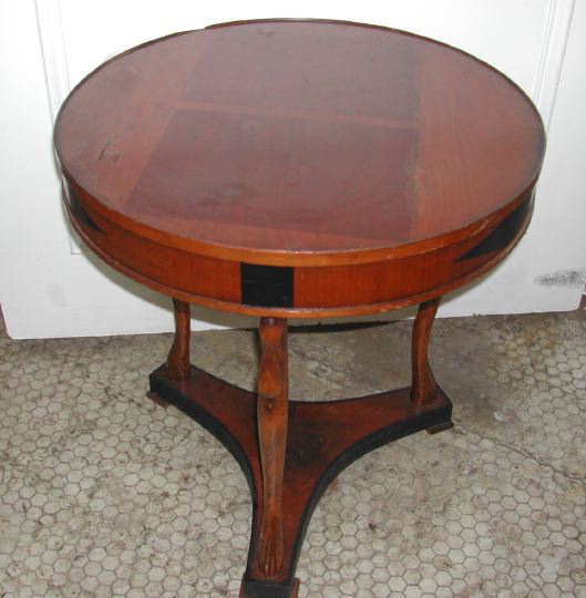 Appraisal: Empire-Style Fruitwood Occasional Table early th century the circular top