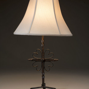 Appraisal: A Folk Art Wrought Iron Table Lamp th Century and