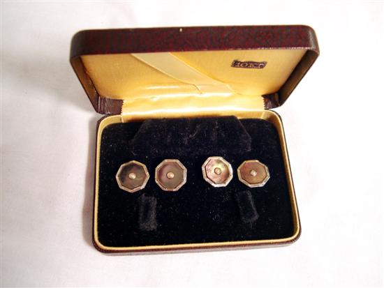 Appraisal: Set of Four Mother of Pearl Shirt Studs in Box