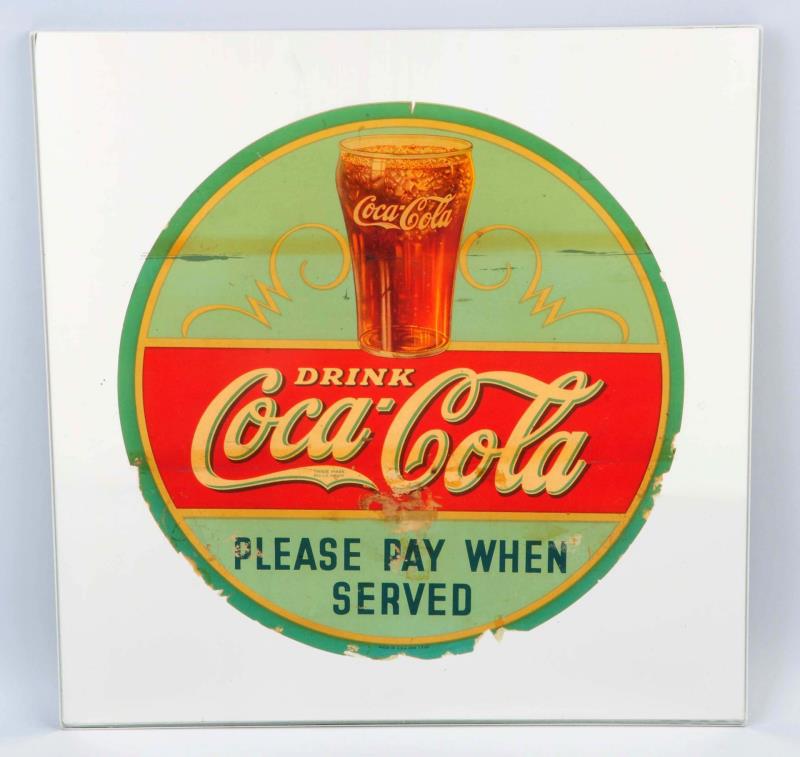 Appraisal: Hard To Find s Coca-Cola Window Decal Found on a