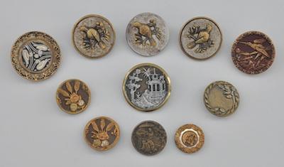 Appraisal: A Collection of Vintage Pictorial Asian Metal Buttons Consisting of