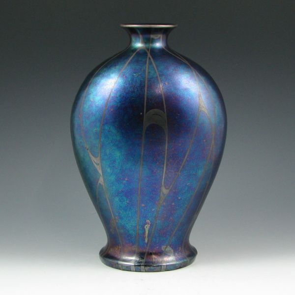 Appraisal: Outstanding Art Nouveau vase with deep blue green and purple