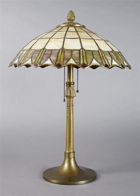 Appraisal: An American Leaded Glass Lamp Height inches diameter of shade