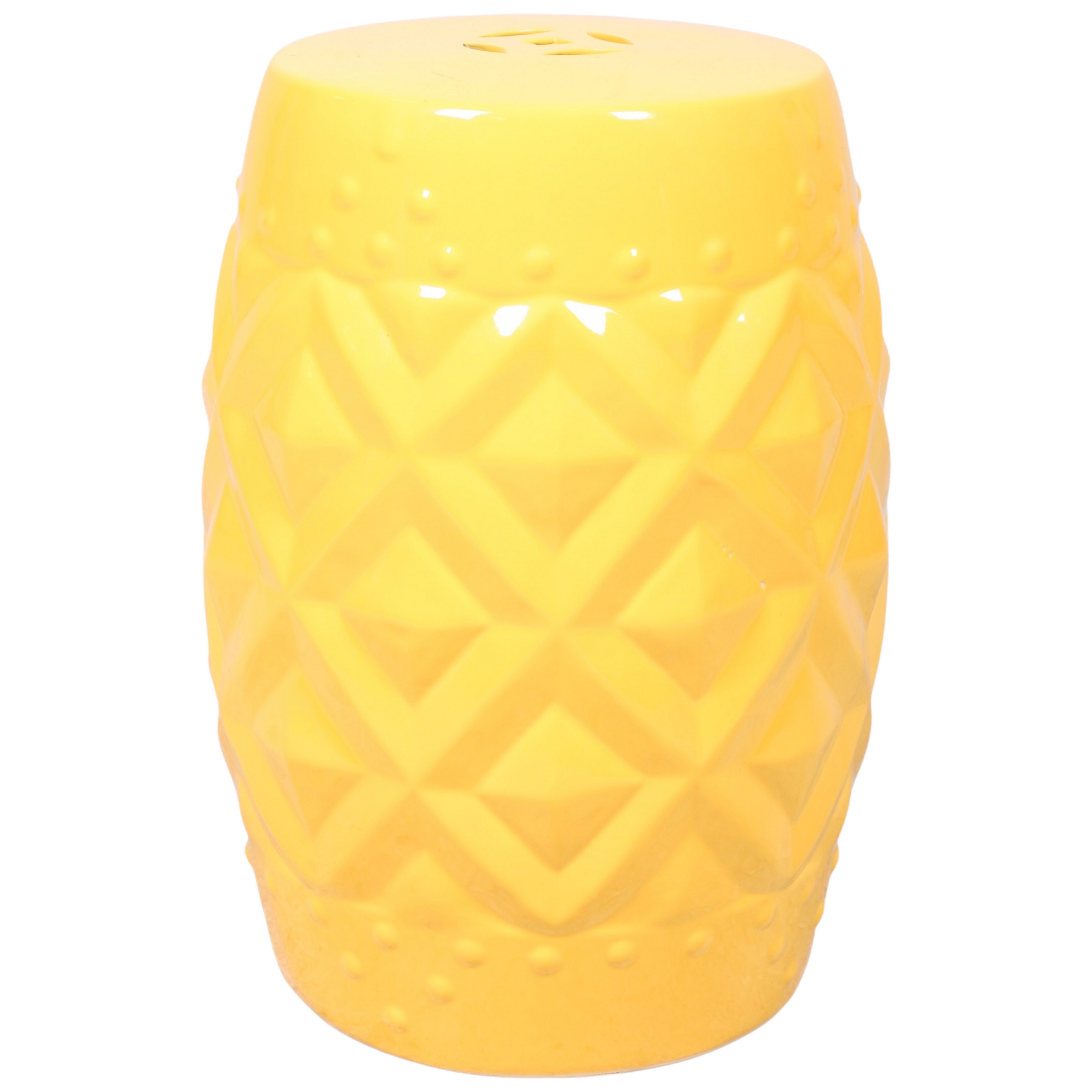 Appraisal: Contemporary geometric painted garden seat yellow painted h x diameter