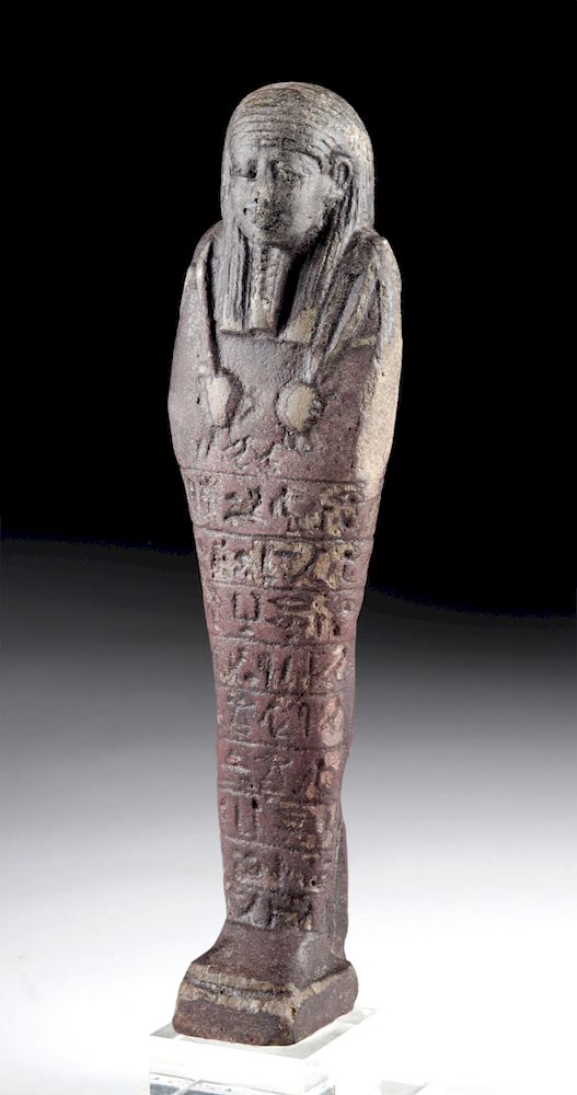 Appraisal: Egyptian Ptolemaic Faience Ushabti w Purple Glaze Egypt Ptolemaic Period