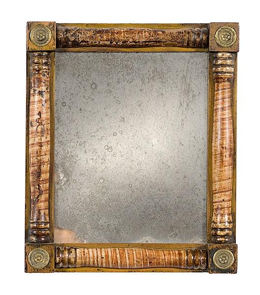 Appraisal: DIMINUTIVE PAINT-DECORATED EMPIRE MIRROR American ca - having applied stamped