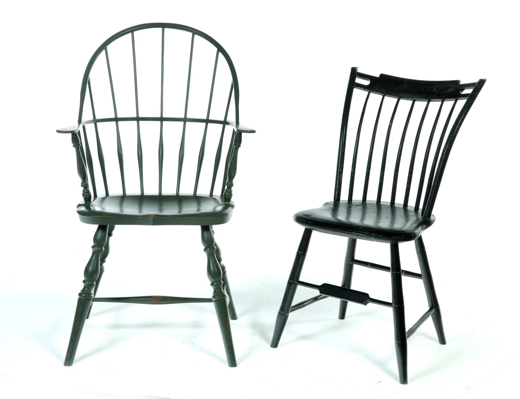 Appraisal: TWO CHAIRS American Mixed woods Bartley Collection Windsor-style th quarter-