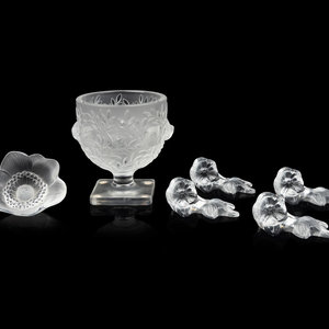 Appraisal: A Lalique Elisabeth Vase Anemone Ornament and Four Floral Ornaments