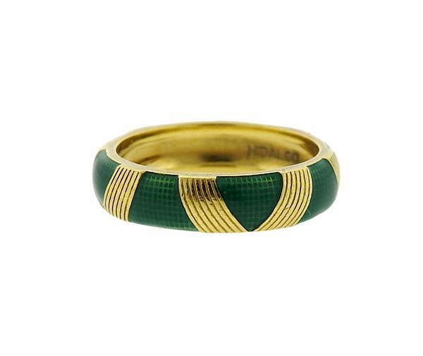 Appraisal: Hidalgo K Gold Green Enamel Band Ring METAL K Gold