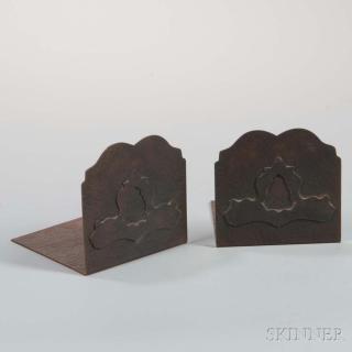 Appraisal: Dirk Van - Erp Bookends Copper California c Cut-out motif