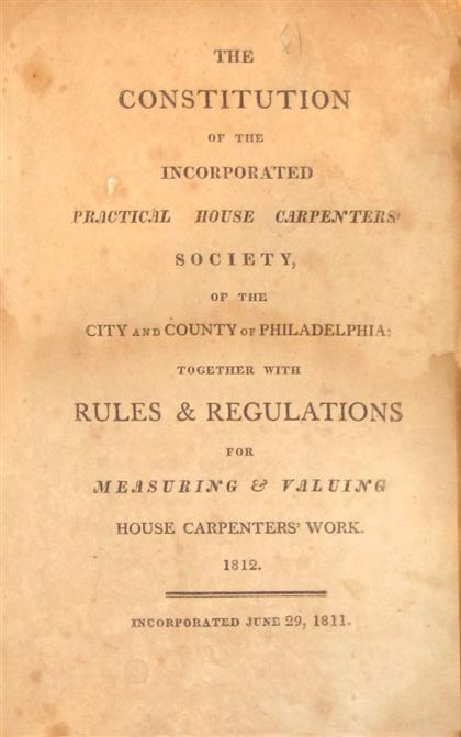 Appraisal: vol Practical House Carpenter's Society of The City and County