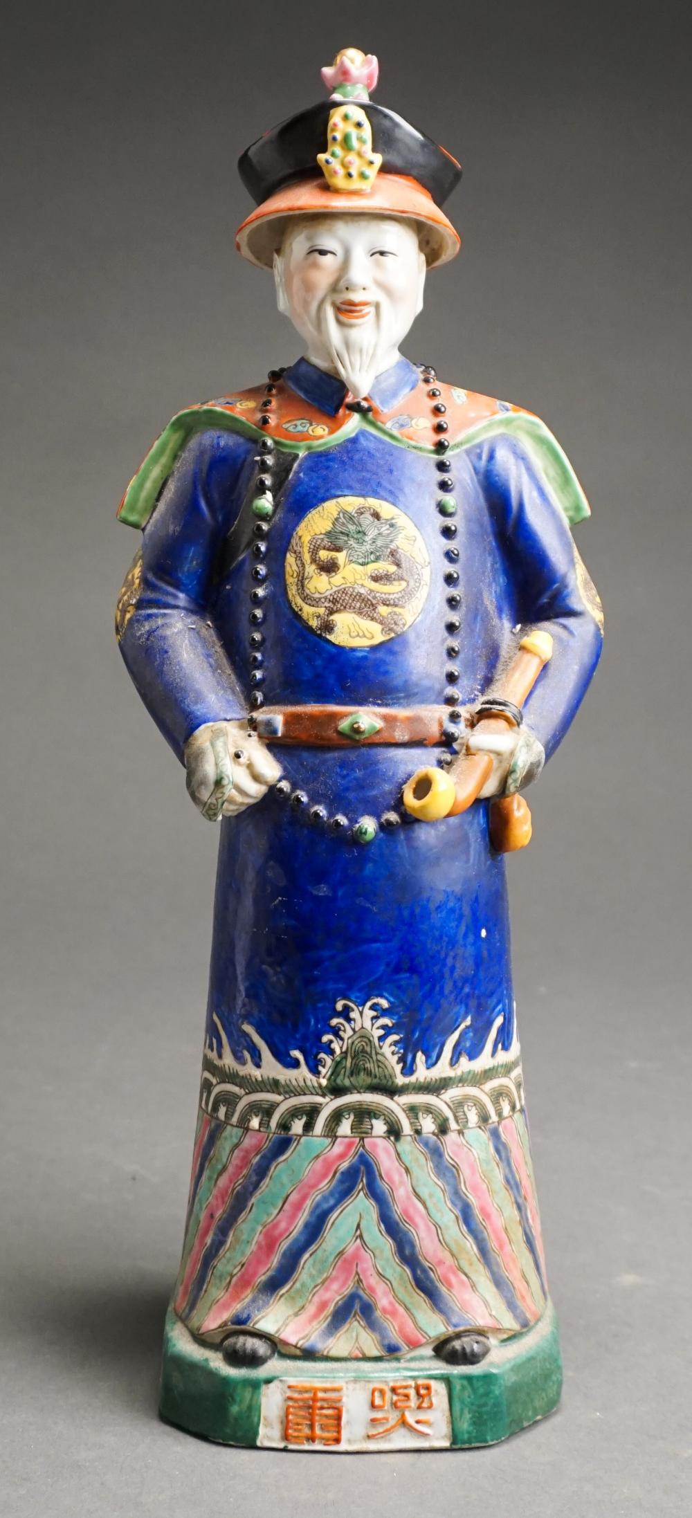 Appraisal: Chinese Painted Porcelain Figure of a Sage Signed on Base