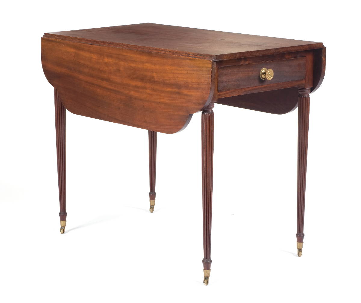 Appraisal: NEW YORK SHERATON MAHOGANY PEMBROKE TABLE WITH DRAWER Height inches