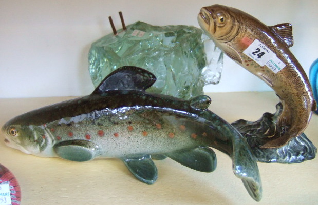 Appraisal: A Beswick trout No a f and another porcelain salmon