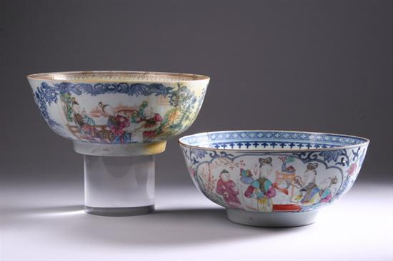 Appraisal: TWO CHINESE MANDARIN PALETTE PORCELAIN PUNCH BOWLS th century With