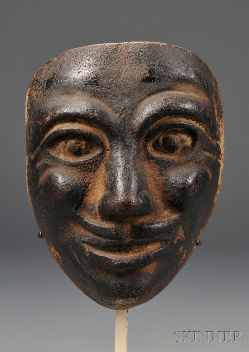 Appraisal: Molded Pottery Mask th century brushed with black paint with