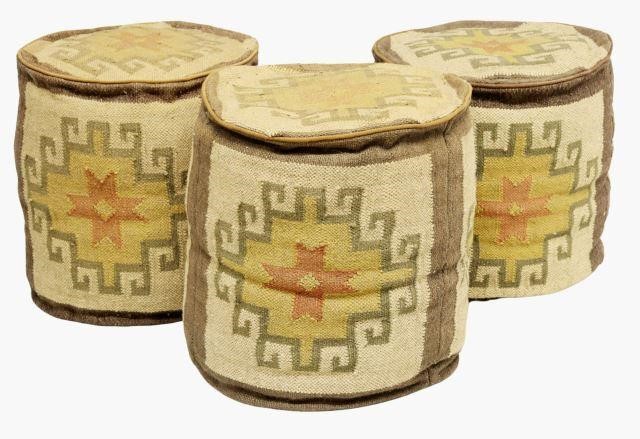 Appraisal: lot of Southwest style kilim round ottomans footstools India st