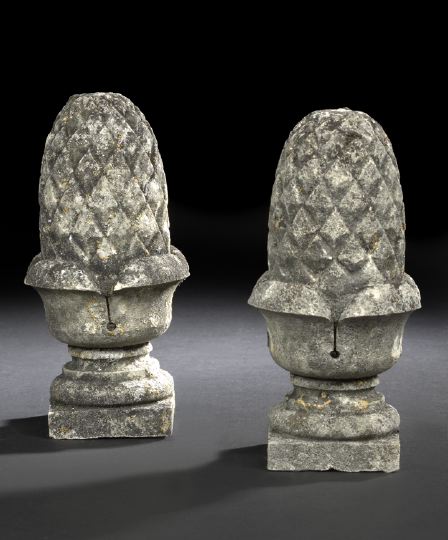 Appraisal: Pair of French Weighted Cast Stone Finials in the form