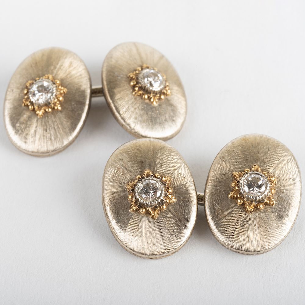 Appraisal: Pair of Buccellati k Gold and Diamond Cufflinks Pair of