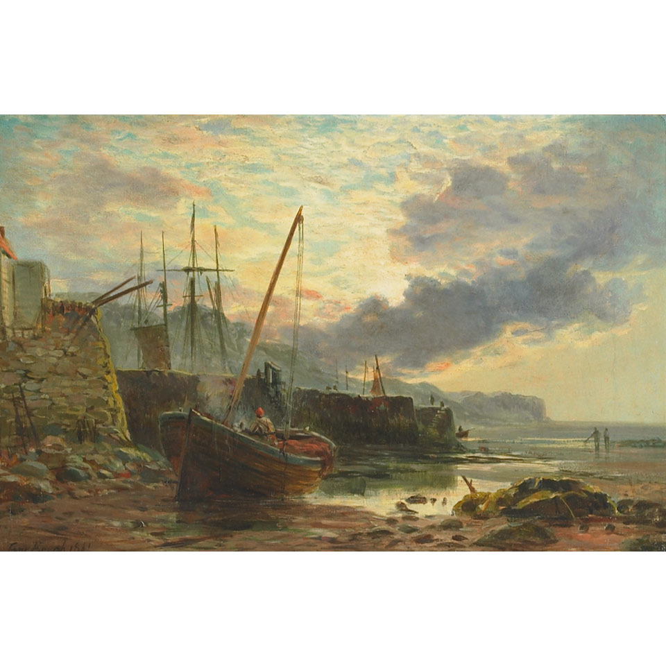 Appraisal: Samuel Bough - Scottish FISHERMAN TENDING HIS BOAT AT SUNRISE