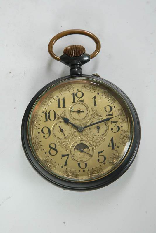 Appraisal: LARGE GUNMETAL CASE POCKET WATCH French moonphase calendar pocket watch