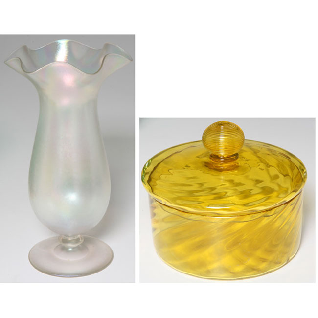 Appraisal: Steuben covered box round form in Bristol yellow glass unmarked