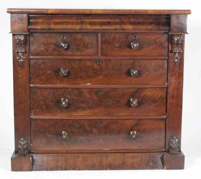 Appraisal: A Victorian mahogany chest of three long and two short