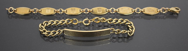 Appraisal: TWO CT GOLD CHAIN LINK BRACELETS approximately grams in weight