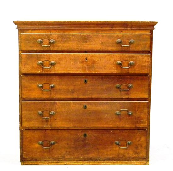 Appraisal: Five drawer upper case of chest on chest or highboy