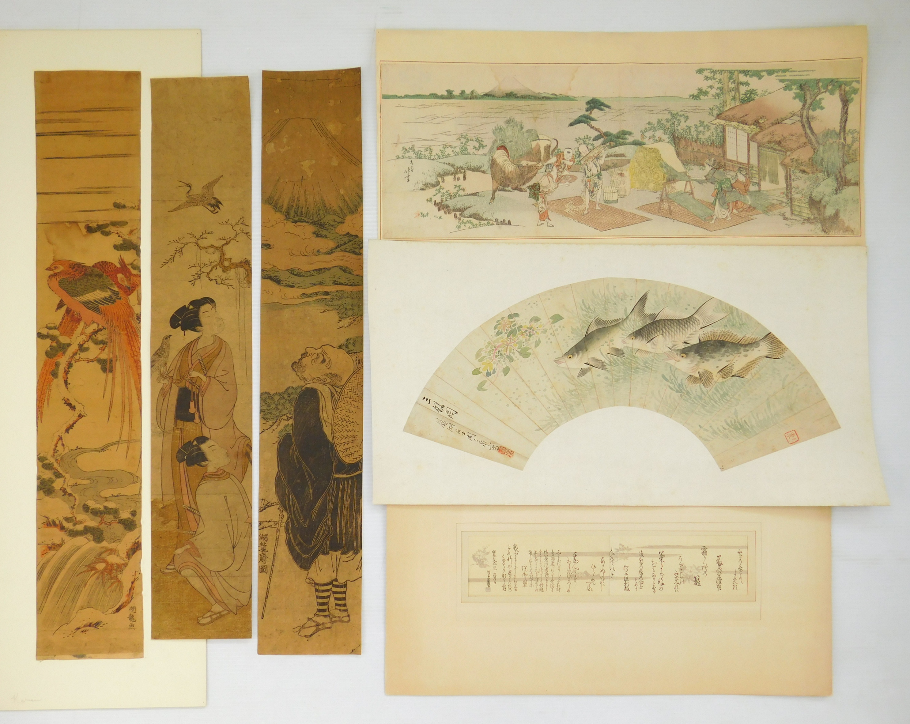 Appraisal: Japanese woodblocks in colors Koryu- Birds on Branch and Creek