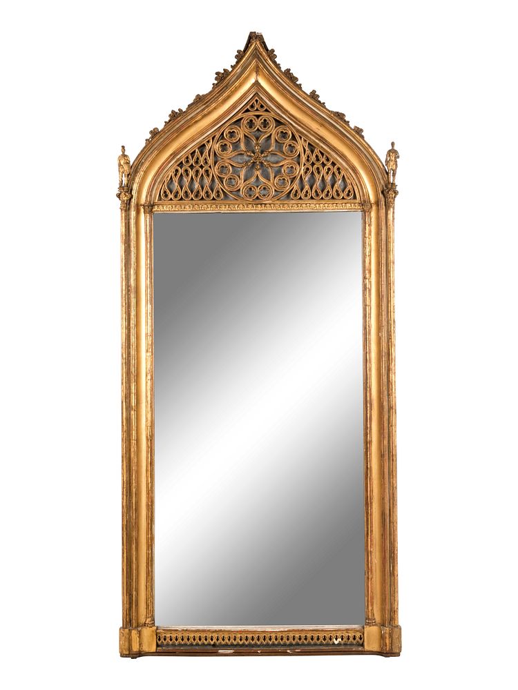 Appraisal: A Continental Gothic Revival Giltwood Mirror A Continental Gothic Revival