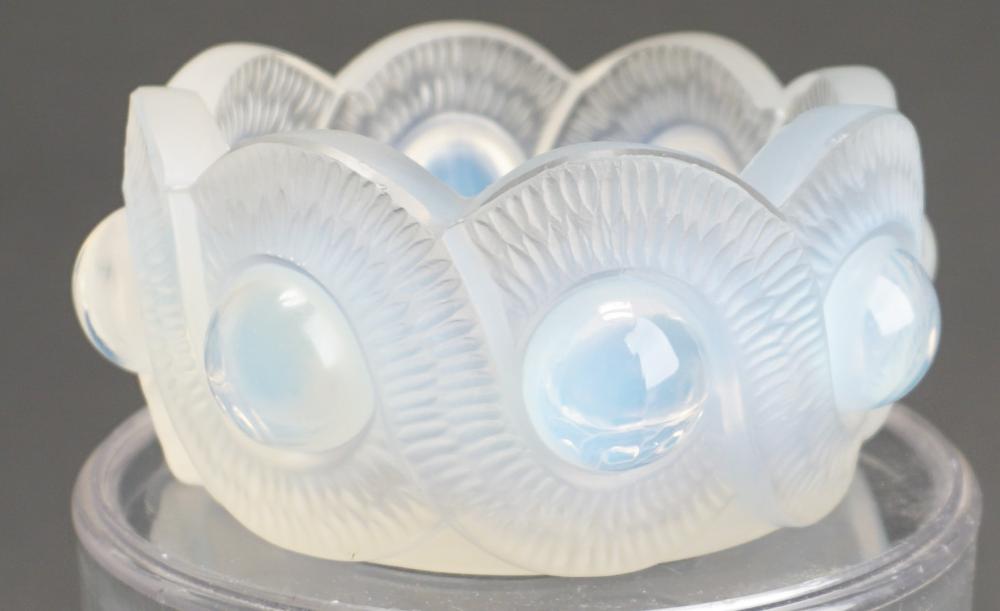 Appraisal: Lalique Opalescent Crystal 'Gao' Ashtray D in cm