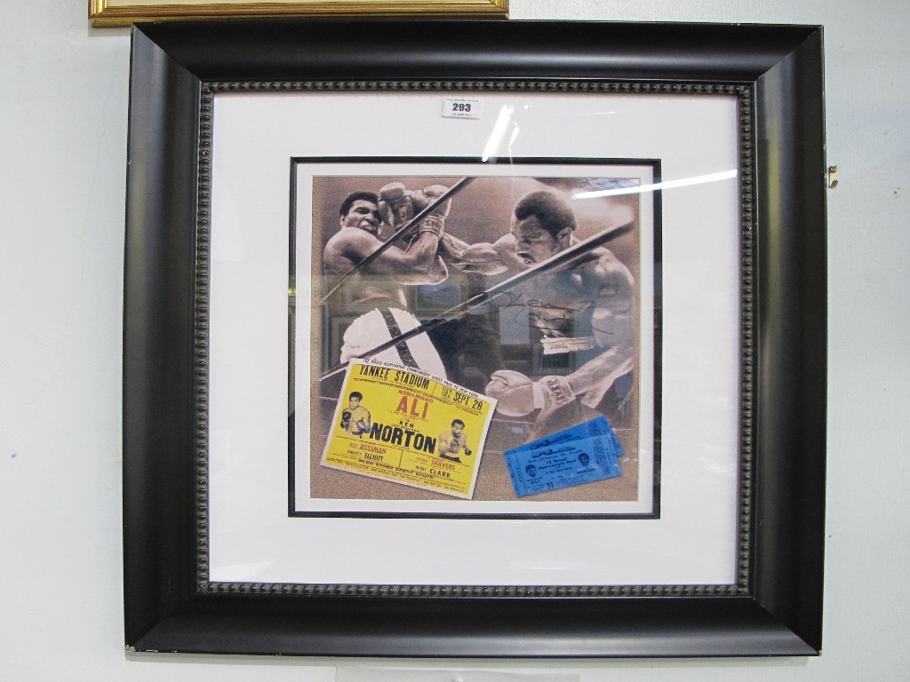 Appraisal: A framed boxing memorabilia photograph - Muhammad Ali -v- Ken