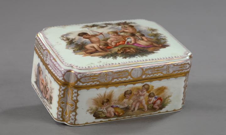 Appraisal: Unusual Gilt-Brass-Mounted Meissen Porcelain Box early th century in the