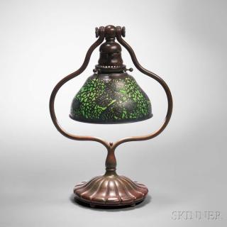 Appraisal: Tiffany Studios Grapevine Table Lam Tiffany Gold Favrile Vase and