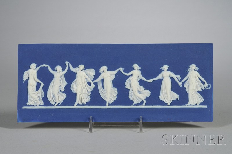 Appraisal: Wedgwood Dark Blue Jasper Dip Dancing Hours Plaque England mid-