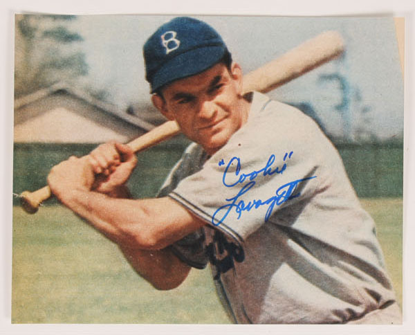 Appraisal: Four Dodgers autographs Cookie Lavagetto x glossy photo Carl Furillo