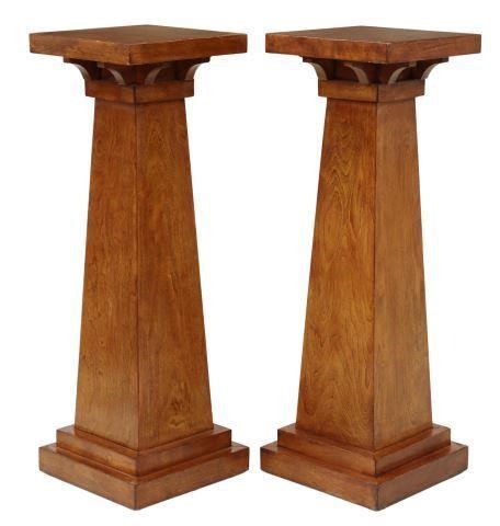 Appraisal: pair Craftsman style wood pedestals plant stands late th c