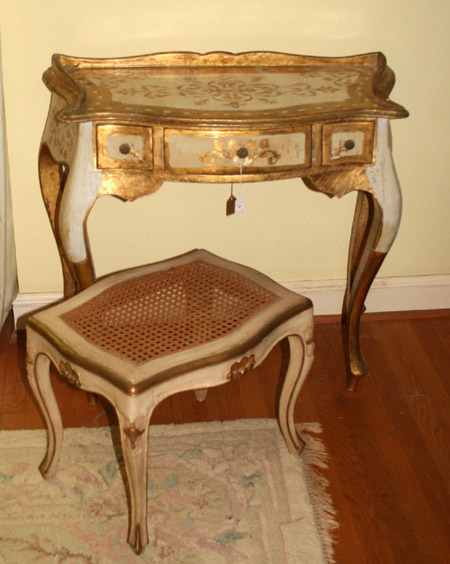 Appraisal: Venetian Cream Painted and Parcel Giltwood Serpentine Dressing Table th