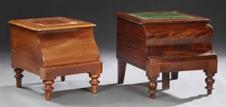 Appraisal: Two English Carved Mahogany Bedside Step Commodes th c each