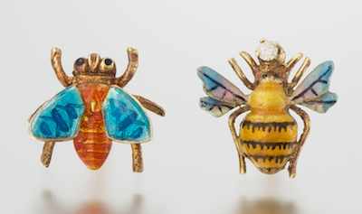 Appraisal: Two k Gold and Enamel Insect Pins Containing a bumblebee