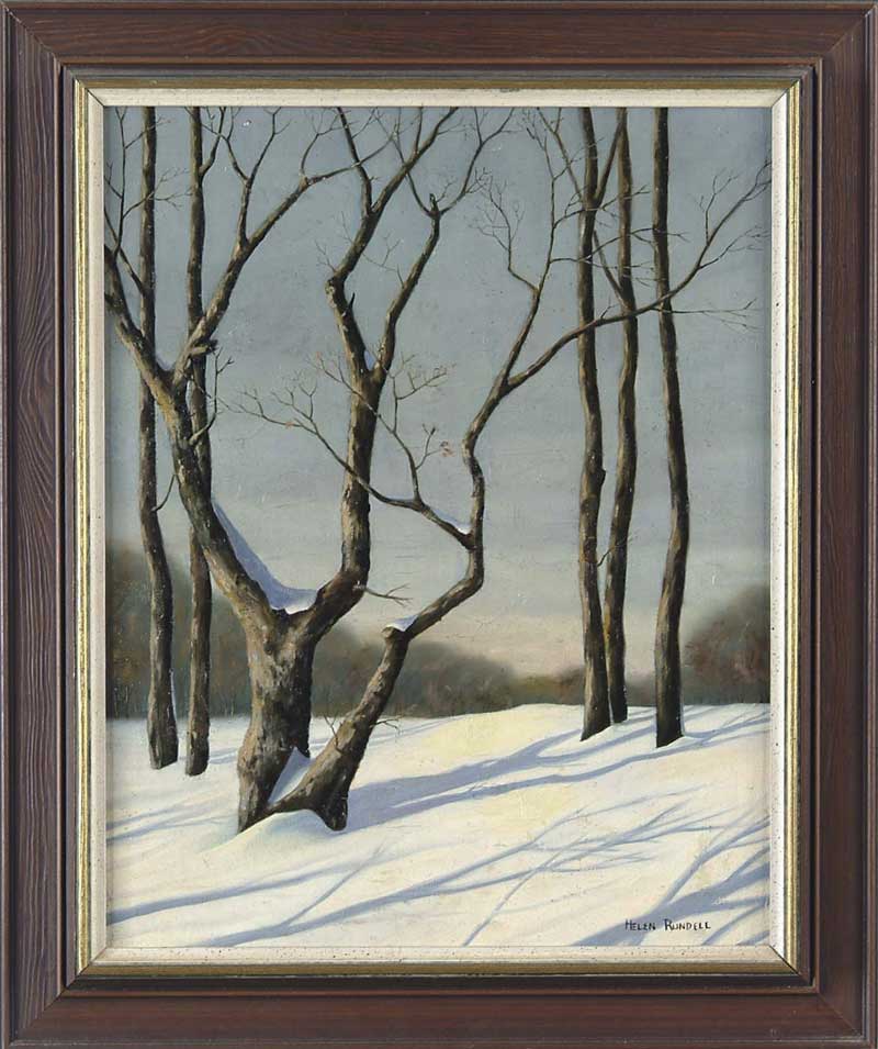 Appraisal: HELEN RUNDELL American th Century WINTER LANDSCAPE Oil on canvas