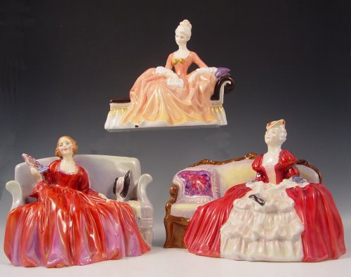 Appraisal: ROYAL DOULTON SEATED LADIES FIGURINES To include Reverie '' Belle