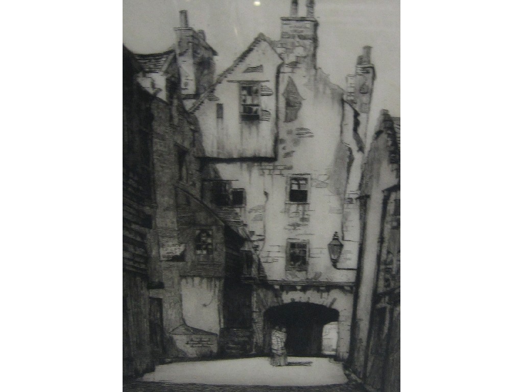 Appraisal: STEWART ROBERTSON Lot comprising three etchings of Edinburgh scenes All