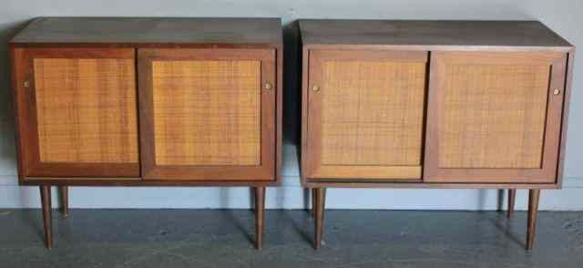 Appraisal: Pair of Midcentury Cabinets with Cane Doors From a New