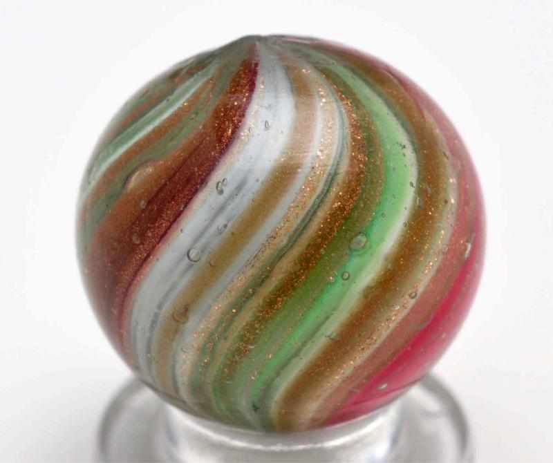 Appraisal: Onionskin Lutz Marble Description White base with pink green and