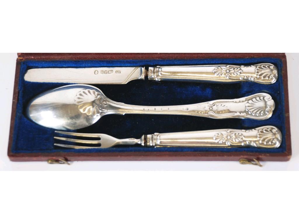 Appraisal: CHILD'S WILLIAM IV SILVER KNIFE FORKS NAD SPOON Kings Pattern