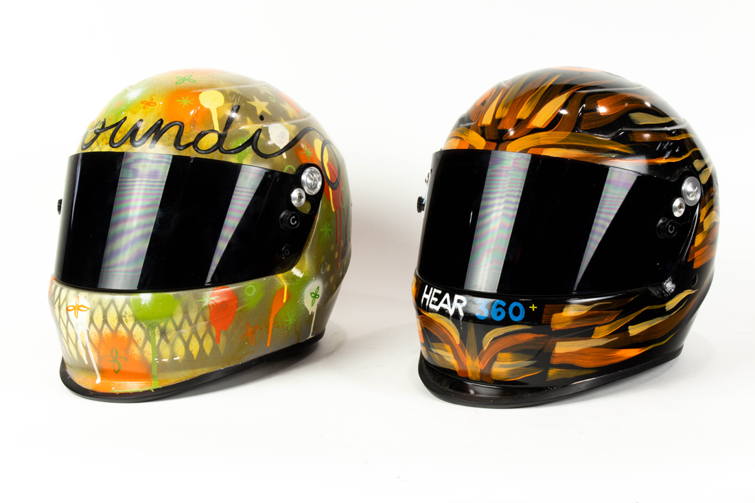 Appraisal: TWO RACEQUIP PRO CUSTOMIZED AUTO RACING HELMETS Two Racequip Pro