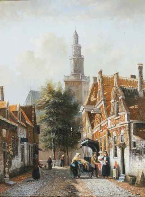 Appraisal: L ROTH TH CENTURY Continental street scene showing traders signed